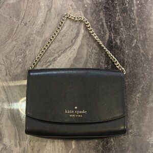 Kate Spade Black Leather Purse with Gold Chain